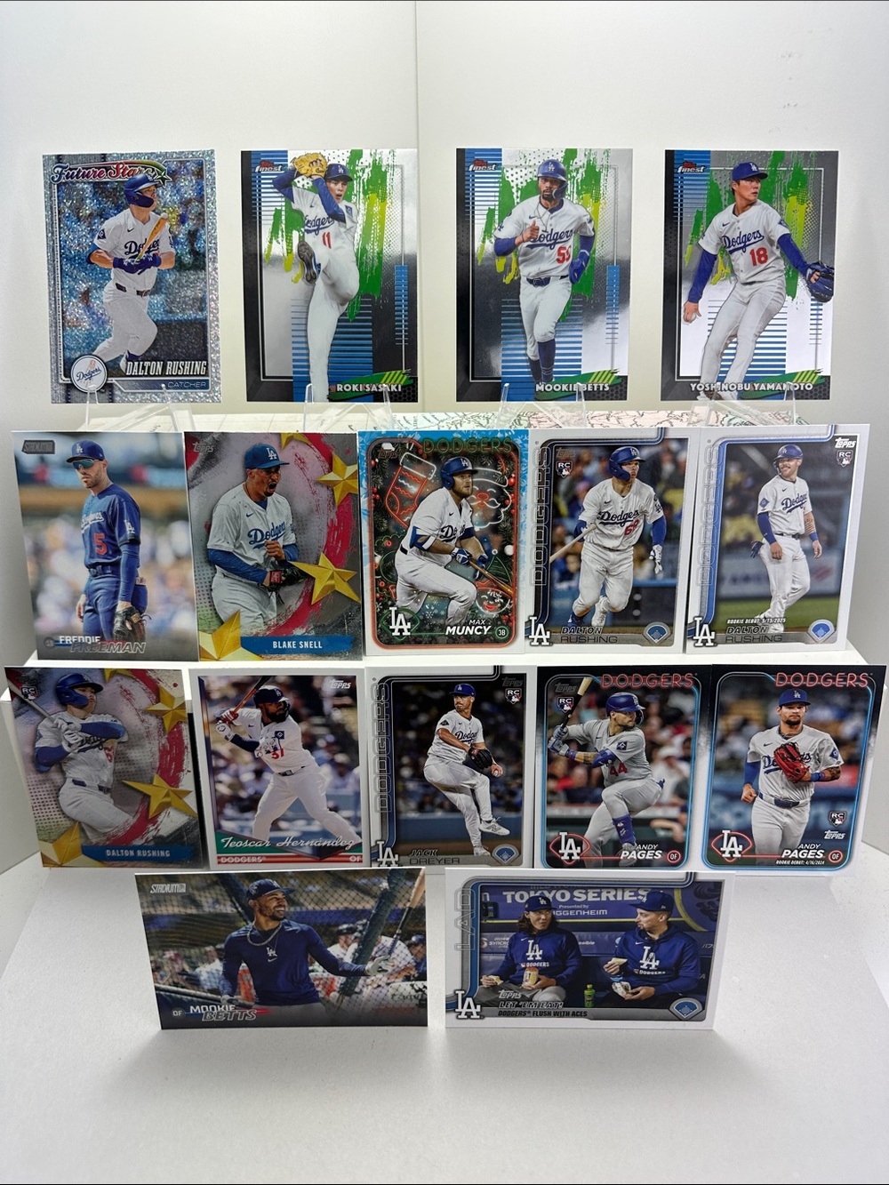 5 Andy Pages/Dalton Rushing Rookies Dodgers lot of 16 + Yamamoto/Snell/Betts
